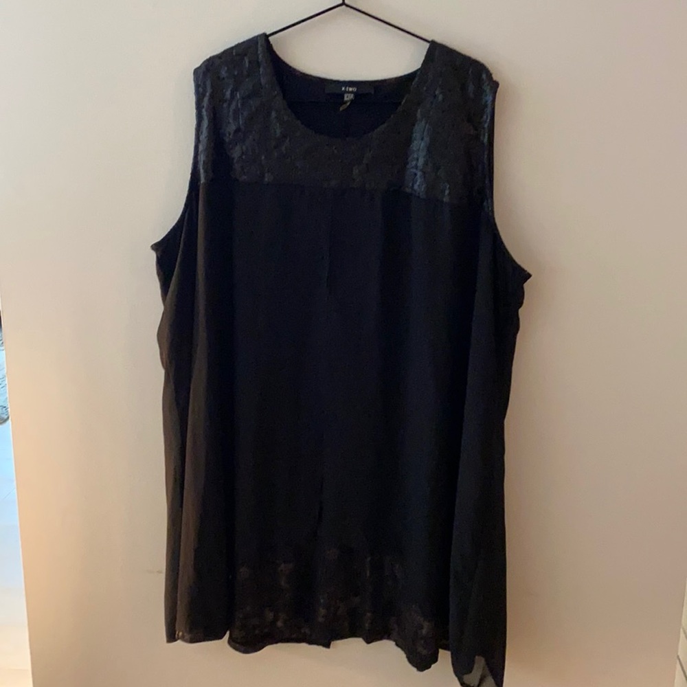Black, sequinned shoulder dress with chiffon layer